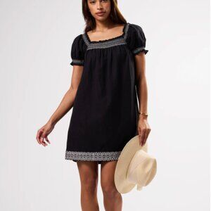 Amour Vert Smocked Embroidery Dress, black and white - size small, NWT